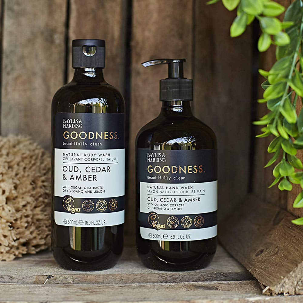 Vegan Oud Cedar Amber Body Wash in Recycled Bottle