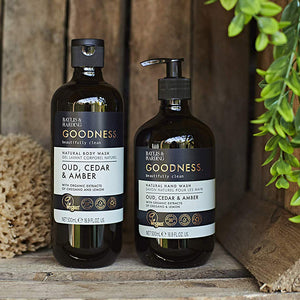 Vegan Oud Cedar Amber Body Wash in Recycled Bottle