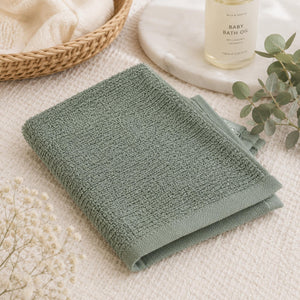 Sage Green Baby Waffle Face Cloth 100% Cotton | Reversible & Gentle | 30x30cm Baby Bath & Body.