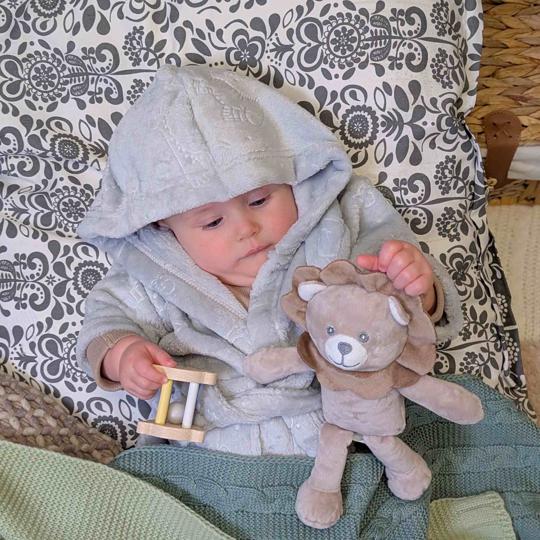 Grey animal embossed baby dressing own