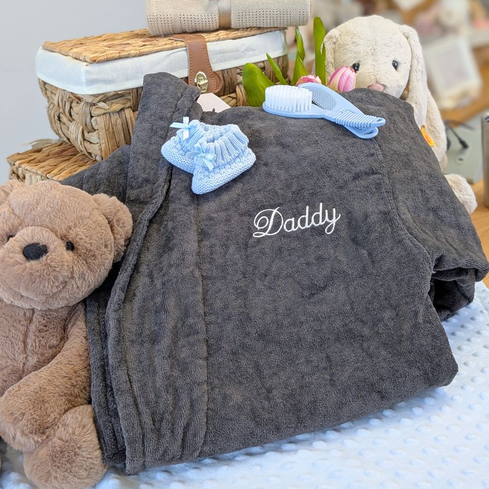 Grey dressing gown with embroidery