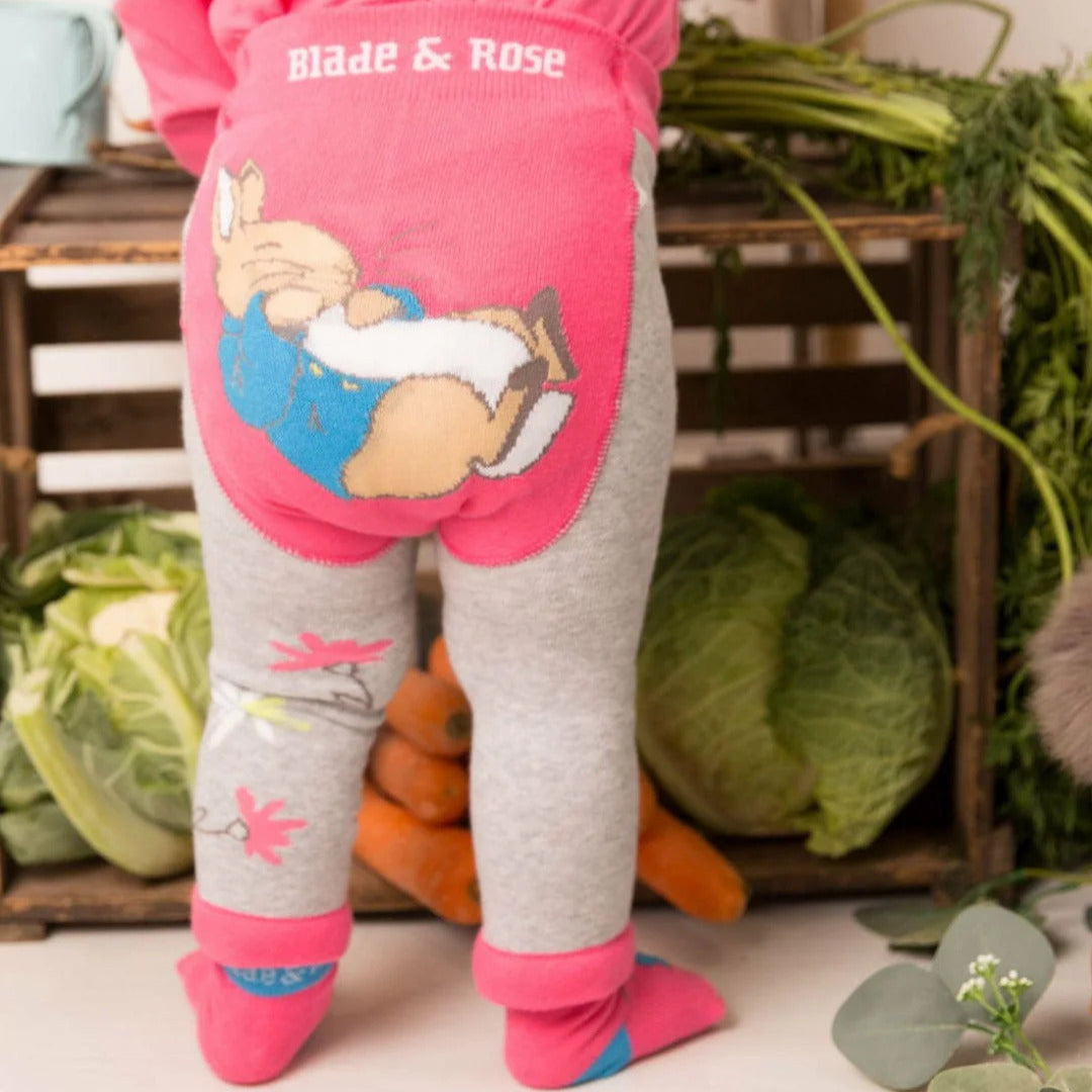 Grey and Pink Baby Leggings with Peter Rabbit