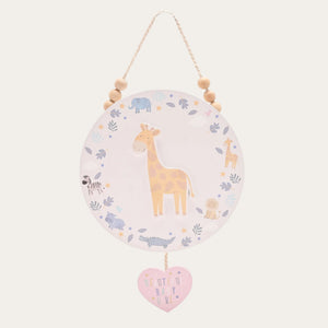 Pink Giraffes Round Plaque for baby’s nursery