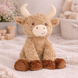 highland cow soft toy embroidered face detail