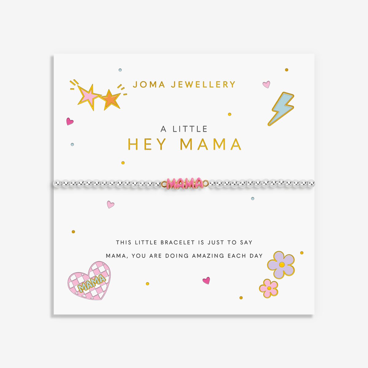 Hey Mama silver and gold plated sentiment bracelet