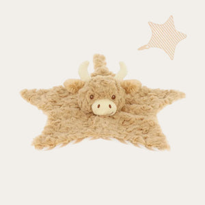 highland cow baby comforter laid flat showing soft plush fabric