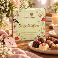 congratulations chocolates in a green box, handmade english chocolates