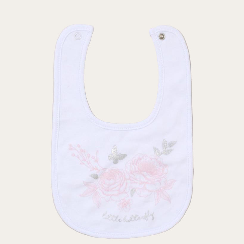 Baby Girl Gift Set with Floral Sleepsuit, Bib, Hat and Mittens