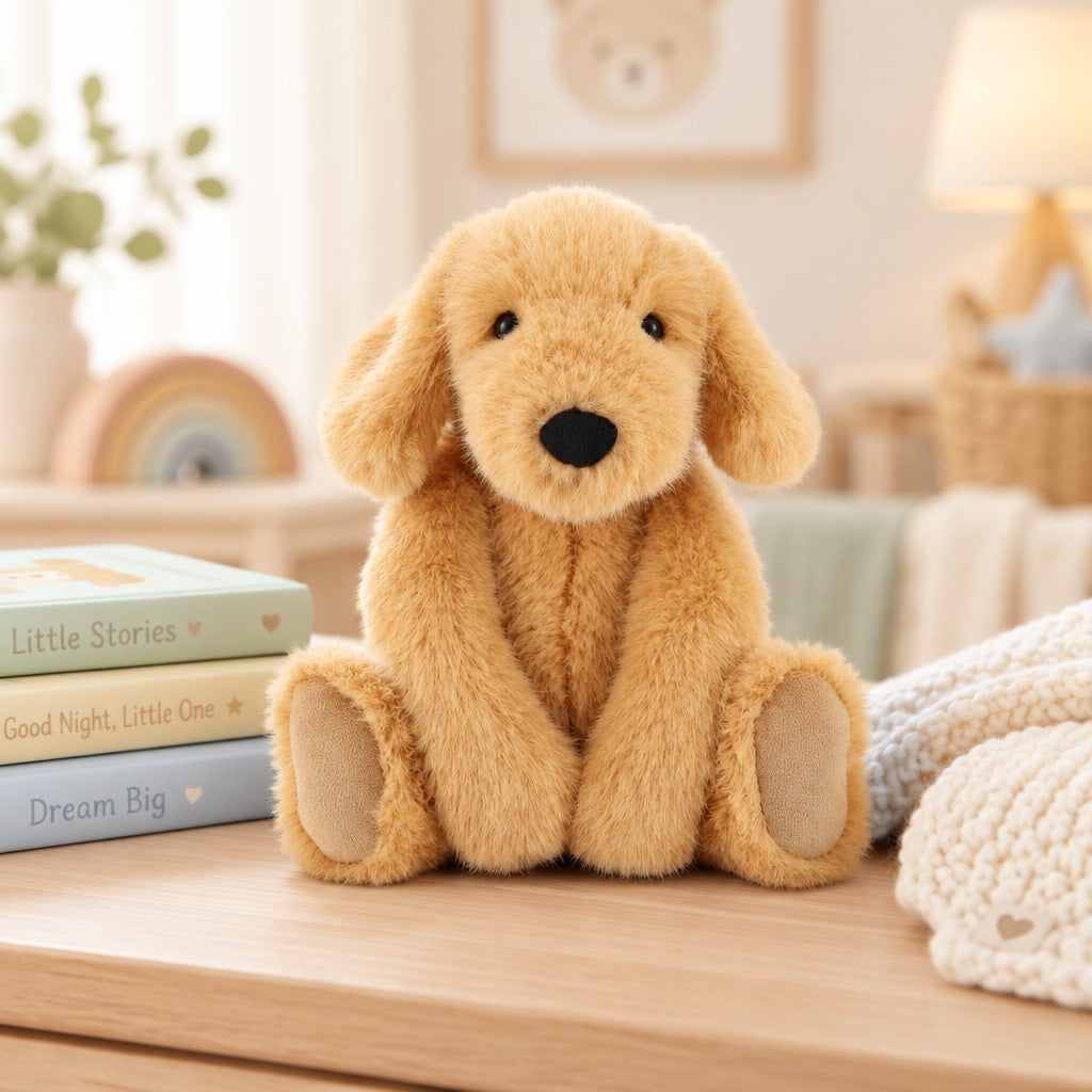 Brown Keeleco Enchanted World puppy soft toy, 20 cm and suitable from birth