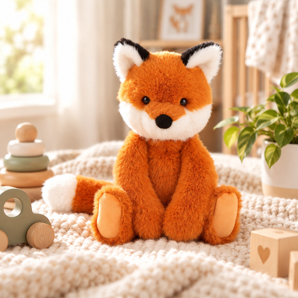 Orange Keeleco Enchanted World fox soft toy, 20 cm and suitable from birth