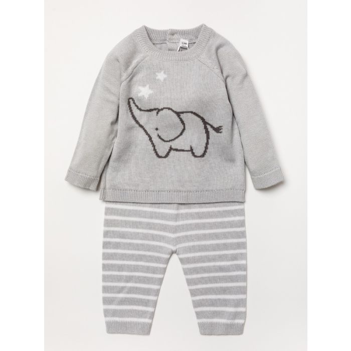 Unisex Clothing Knitted Grey 2 Piece &#39;Elephant&#39; Outfit