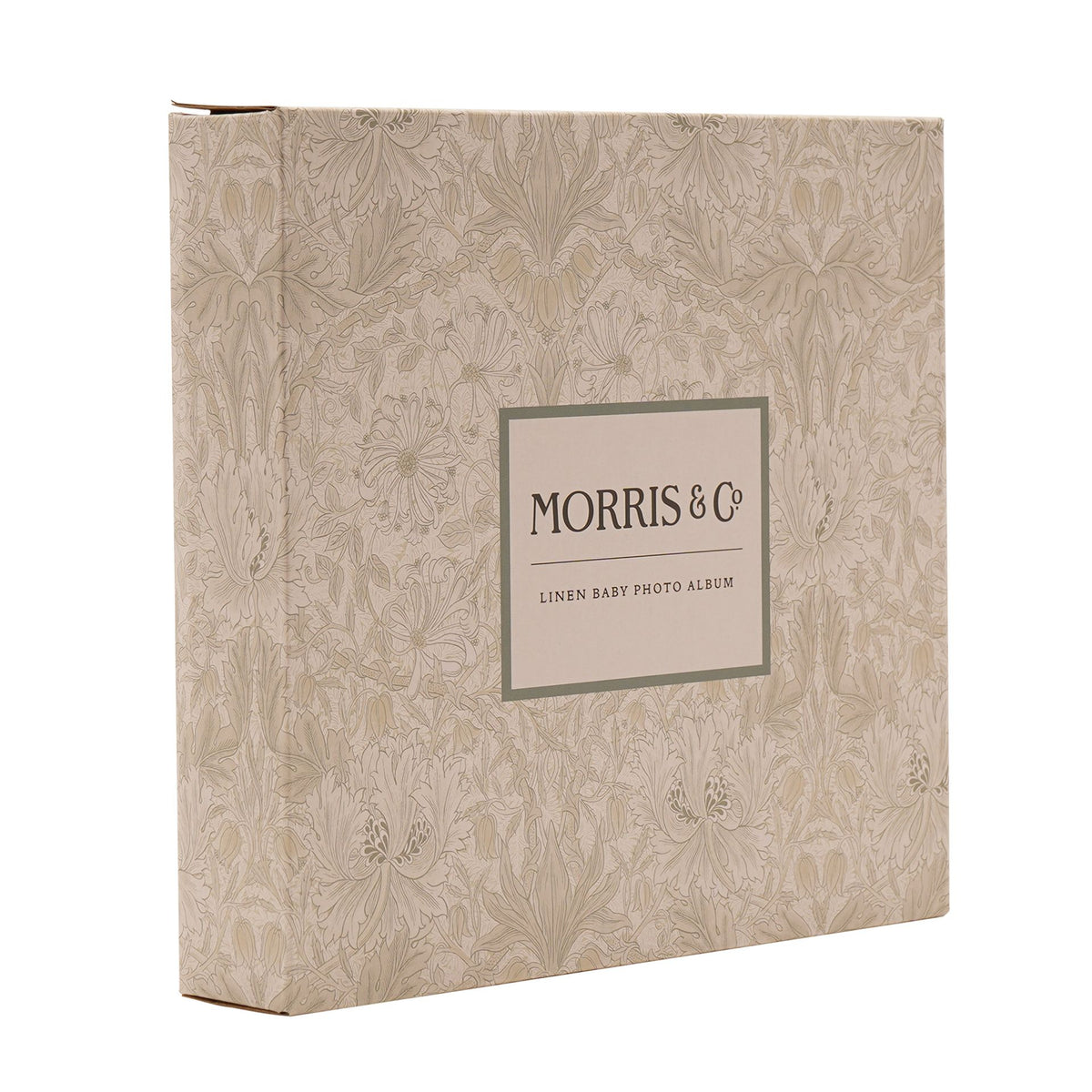 Patterned presentation packaging for the linen baby photo album