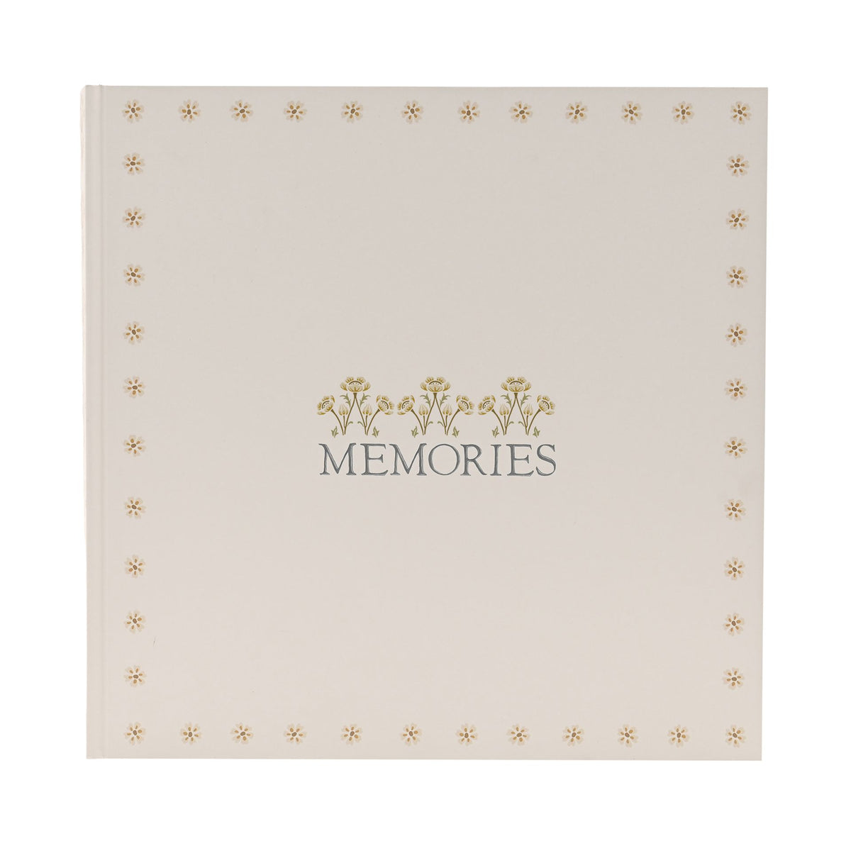 Front view of MEMORIES album with small floral motifs around the cover edge
