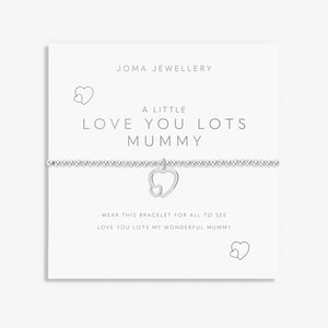 Joma Jewellery Love You Lots Mummy silver bracelet on sentiment card