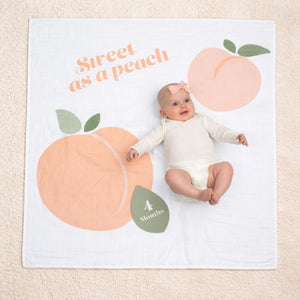 Milestone baby blanket sweet as a peach