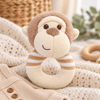 Baby ring rattle soft toy with monkey face