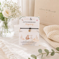 Sweet wish string bracelet with silver star charm on black cord with sweet sentiment for a marvellous mummy!