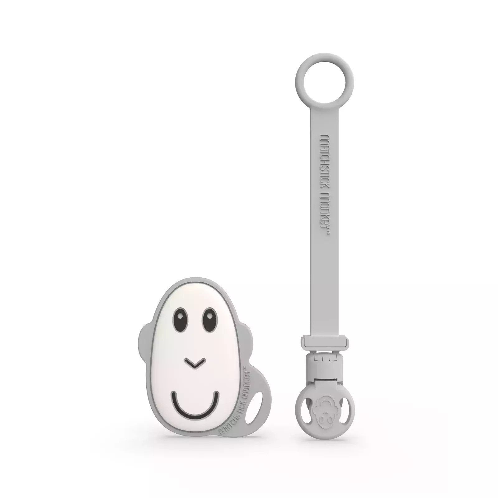 Grey clip and monkey face teether