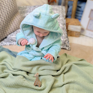 Mint baby bath robe with little ears