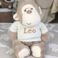 Personalised monkey soft cuddly plush toy.