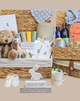 Mum and baby gift baskets in two hampers.