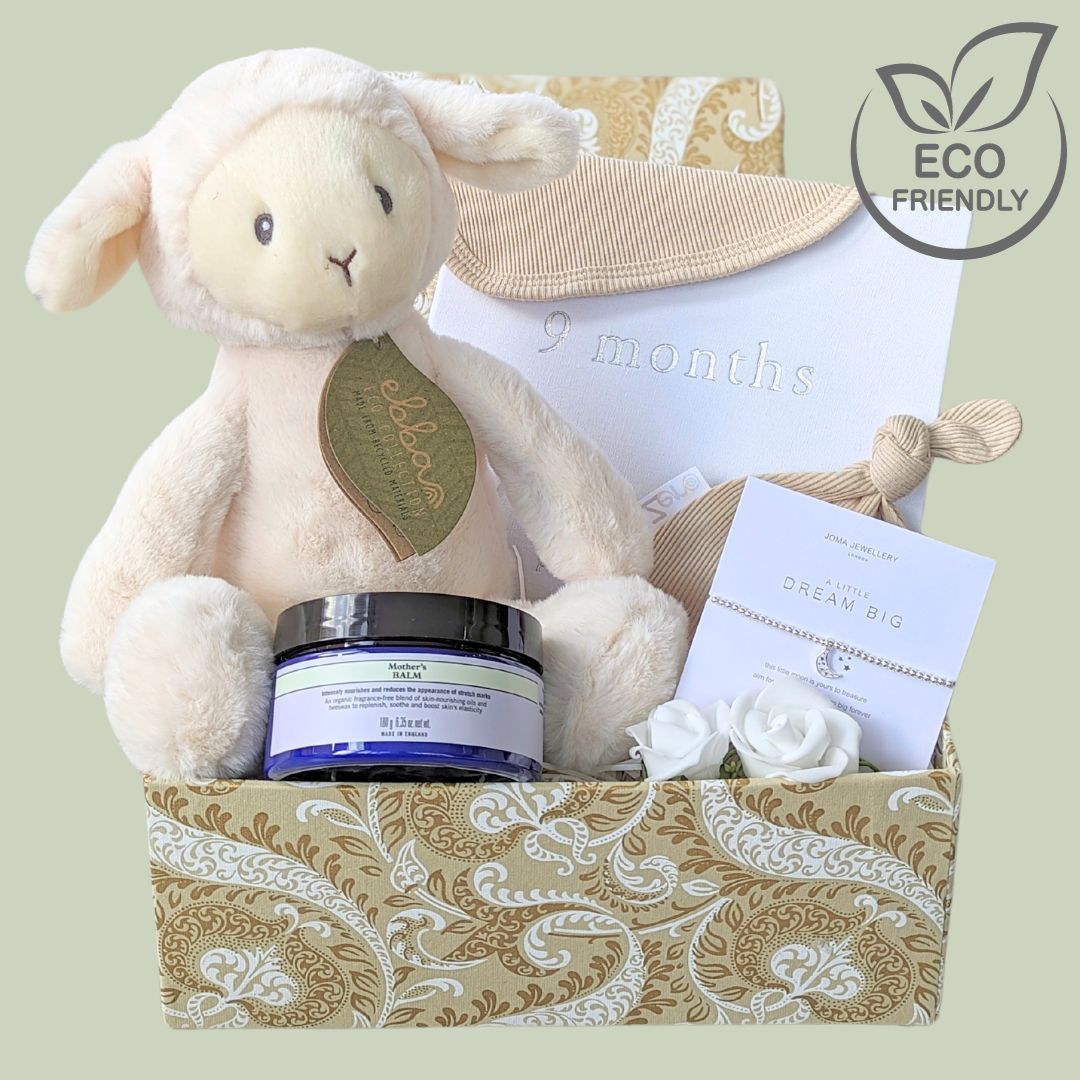 mum to be gifts box with eco friendly gifts. 