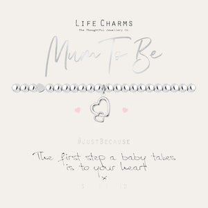 Mum To Be Silver Beaded Heart Bracelet