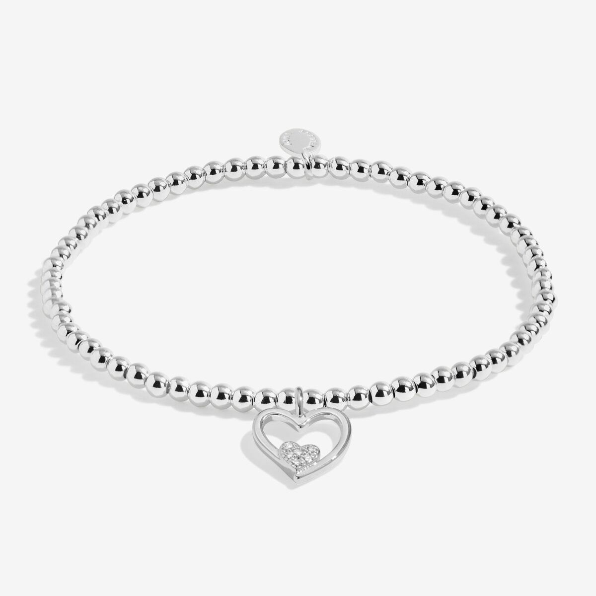 Mummy & Bump silver Bracelet with beaded design and heart charm