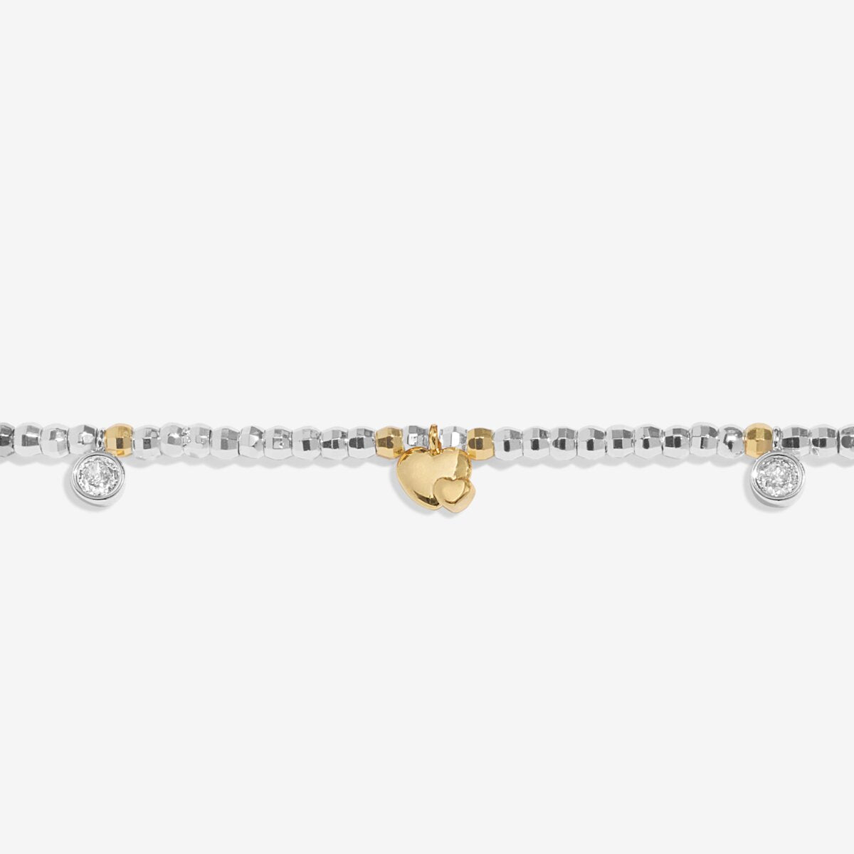 Mummy To Be Bracelet with gold heart and clear stone-style charms