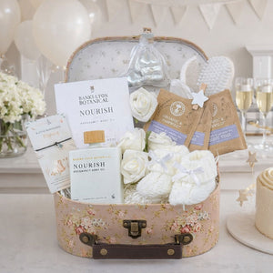 Gift basket with products for a mother to be