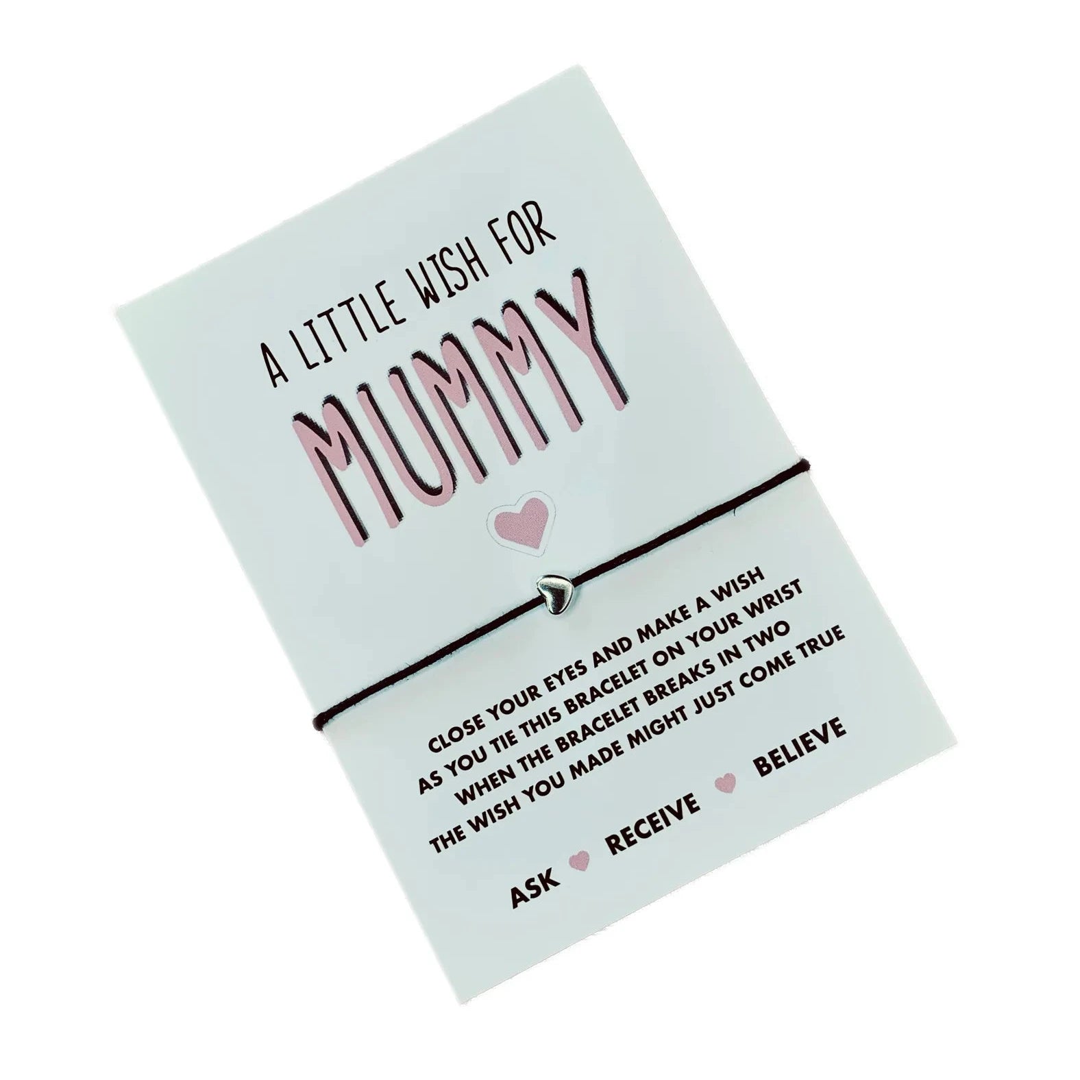 Mummy Wish String Heart Charm Bracelet