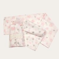 Pink Muslin Gift Set 'Clouds and Stars' Muslins.