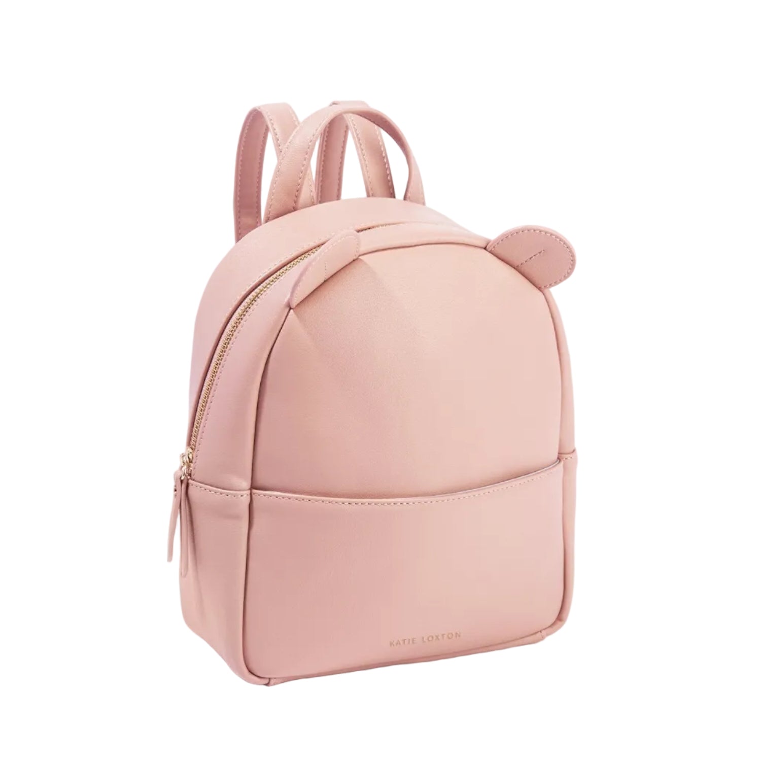 Side view of pink children's backpack with shoulder strap