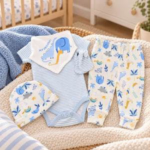 dinosaur and elephant baby boy clothing set