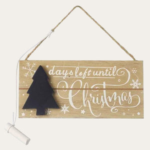 Natural Wooden Christmas Countdown Plaque - Tree Shaped Blackboard