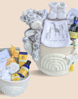new mum hamper to include gifts for both a new mum and also baby.