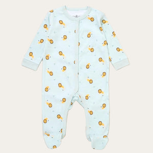 Blue lion print sleepsuit for baby boys