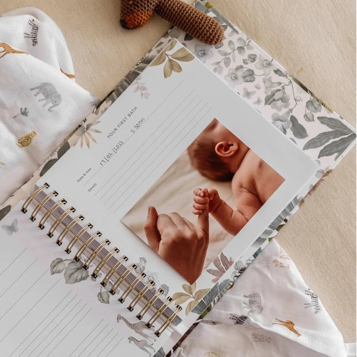 Gold Spiral Binding – Jungle Baby Journal