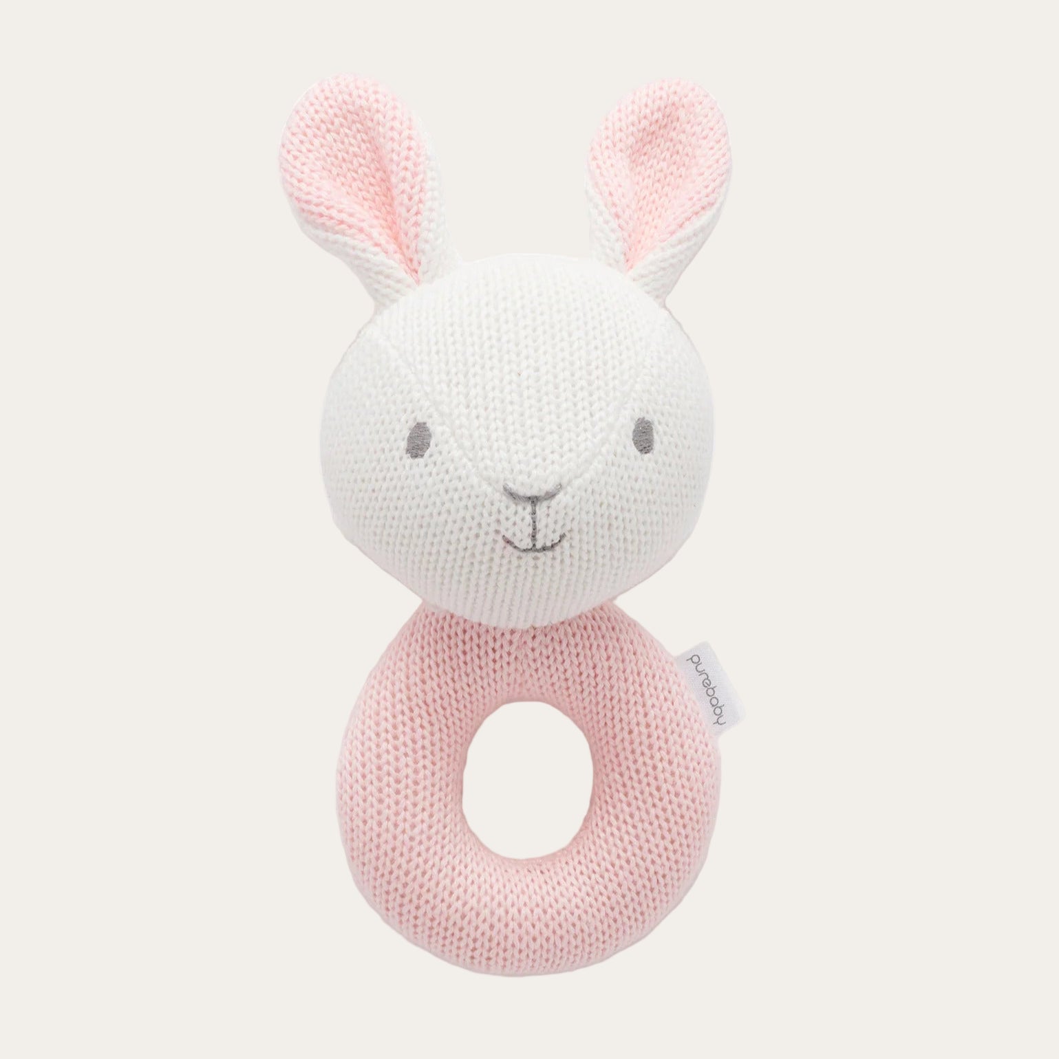 Cotton knit rabbit rattle for newborn babies