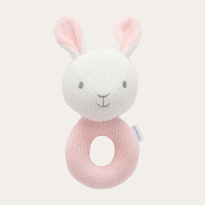 Cotton knit rabbit rattle for newborn babies