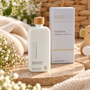 Pregnancy body oil called nourish.