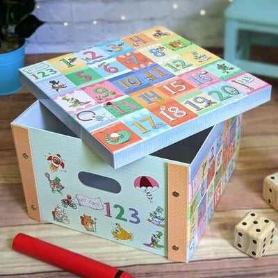 Number-themed foldable toy box with lid