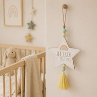 Hanging Star Plaque 'Hello Little One' Baby Plaque.