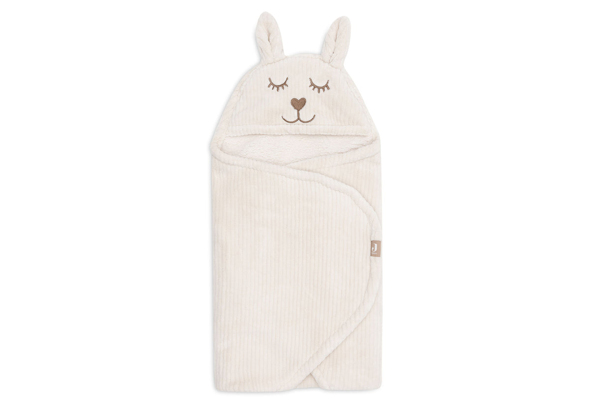 Oatmeal ribbed baby wrap blanket with Velcro closure