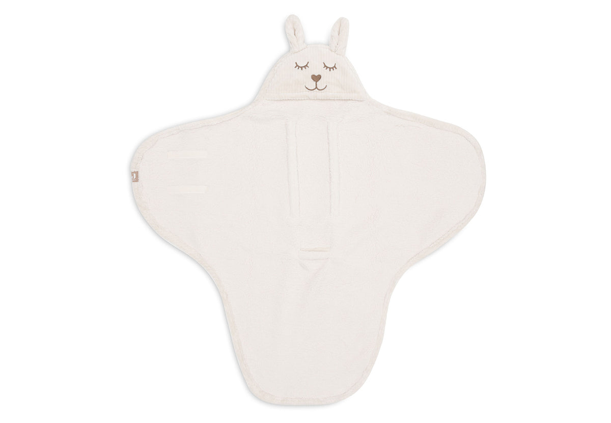 Oatmeal bunny baby wrap blanket with back hanging loop