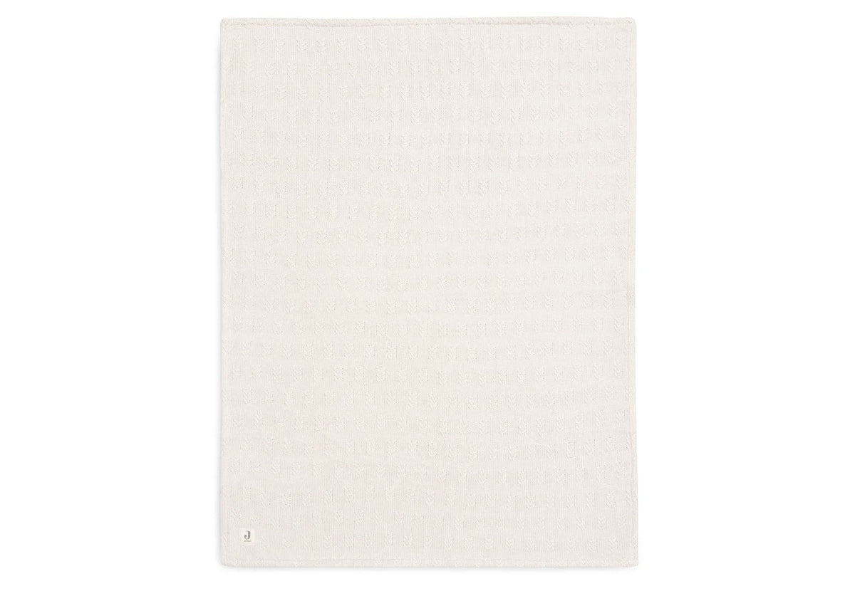 Oatmeal grain knit cot blanket with soft polyester fleece backing