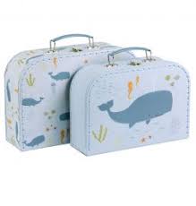 Set of Storage Trunk Suitcases 'Ocean' Keepsake Box.