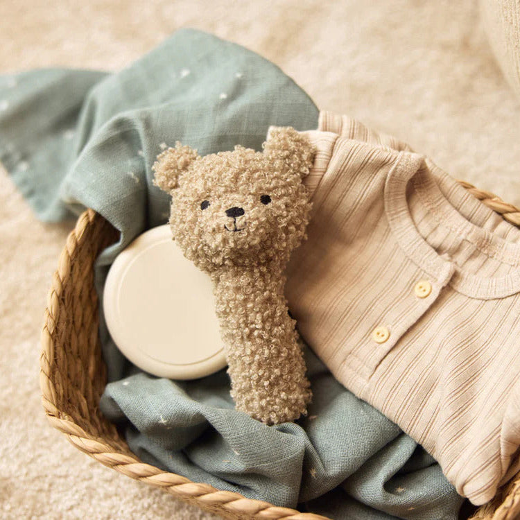 Teddy Bear Rattle – Olive Green | Soft & Stimulating Baby Toy – Bumbles ...