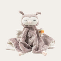 Ollie Owl plush baby comforter in rose-brown and cream