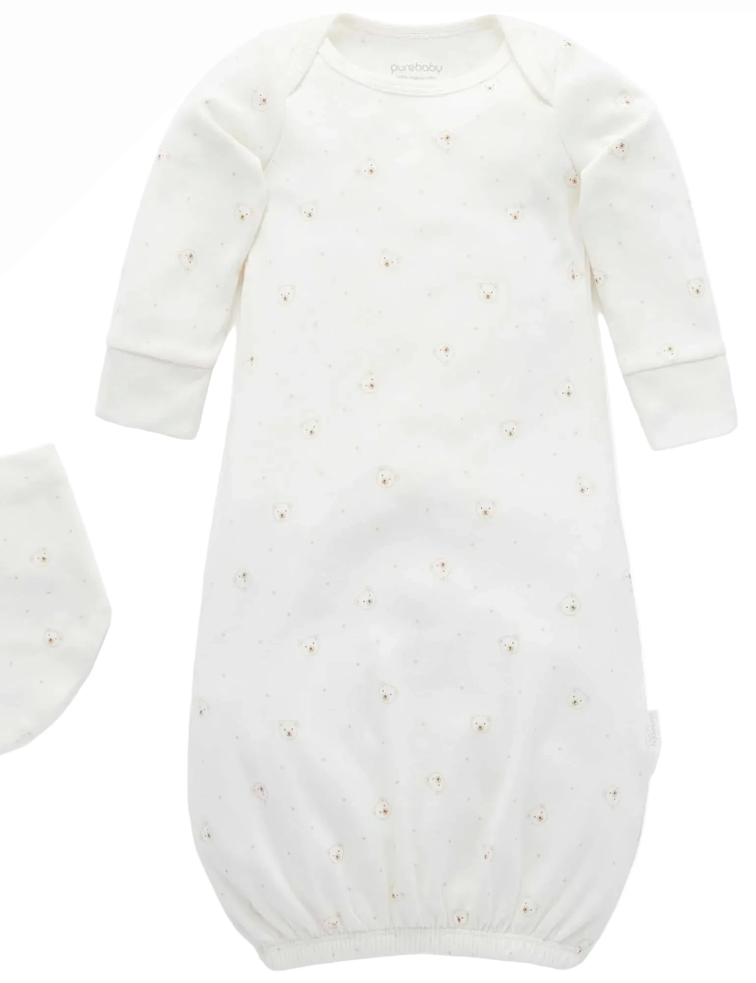 Organic baby sleepsuit in vanilla bear print made for everyday newborn wear